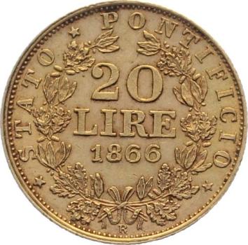 Preview: Vatikan 20 Lire 1866 - Pius IX.